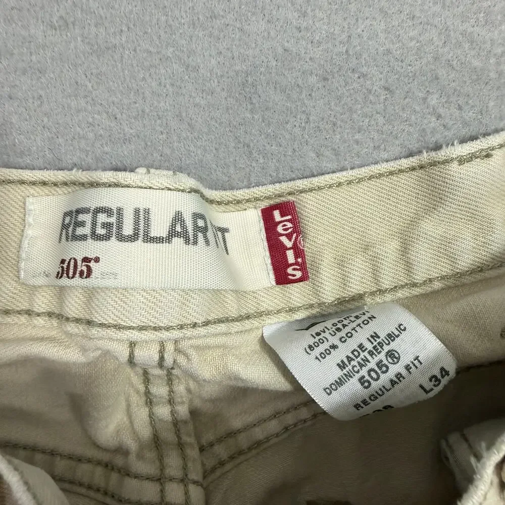 Vintage Levis 505 Regular Fit Jeans Men's 38x34 (Fits 36x33) Cream y2k 2008